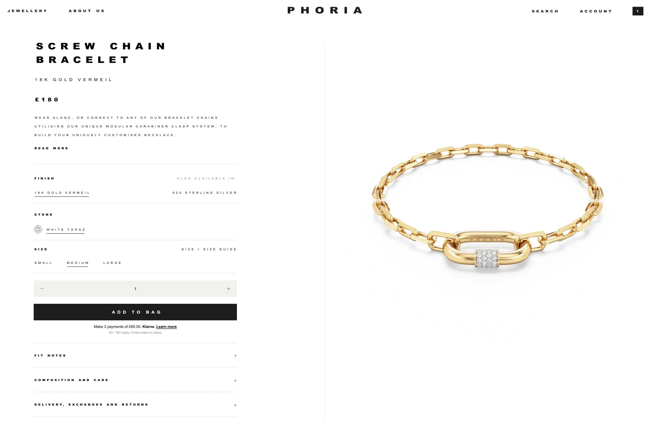 phoria jewellery ecommerce dazze studio product detail